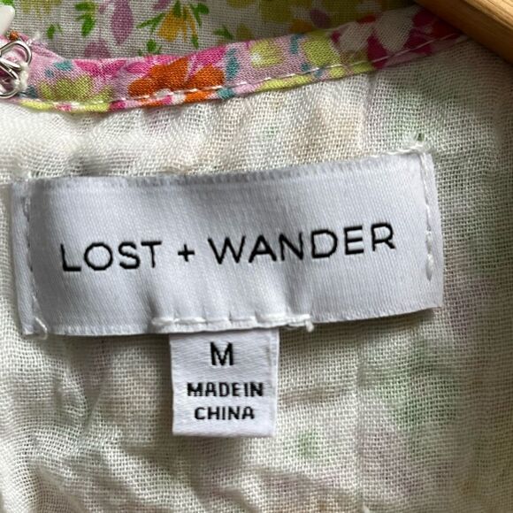 Lost + Wander Medium Anthropologie Cecila Cotton Floral Dress Boho Coquette Chic - Picture 8 of 9